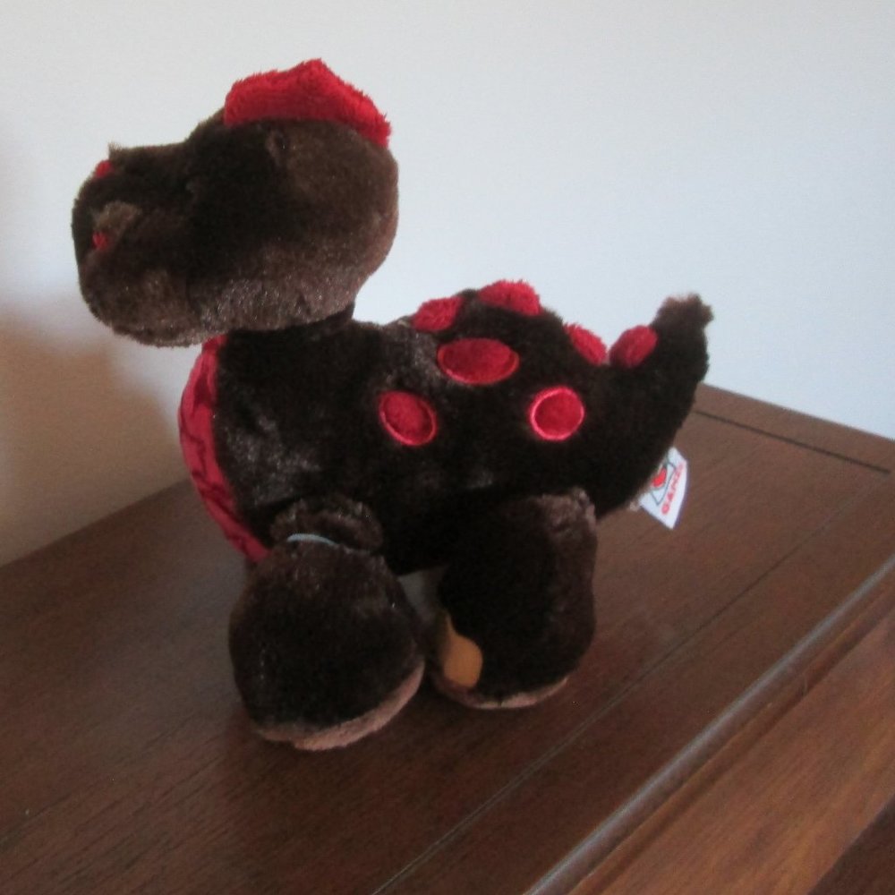 Webkinz Cocoa Dinosaur Brown & Pink with Red Dots Stuffed Plush Ganz ~ No Code